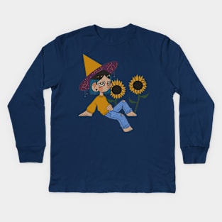 Sunflower Witch Kids Long Sleeve T-Shirt